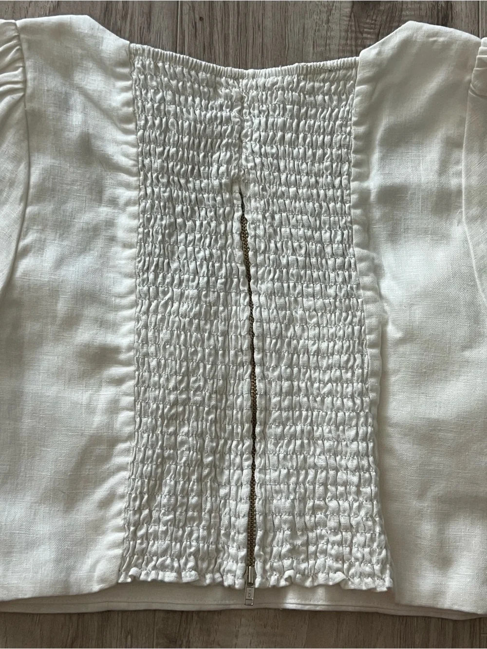Reformation Yucca Linen Two Piece Set White Puff Sleeve Crop Top Skirt Size 2